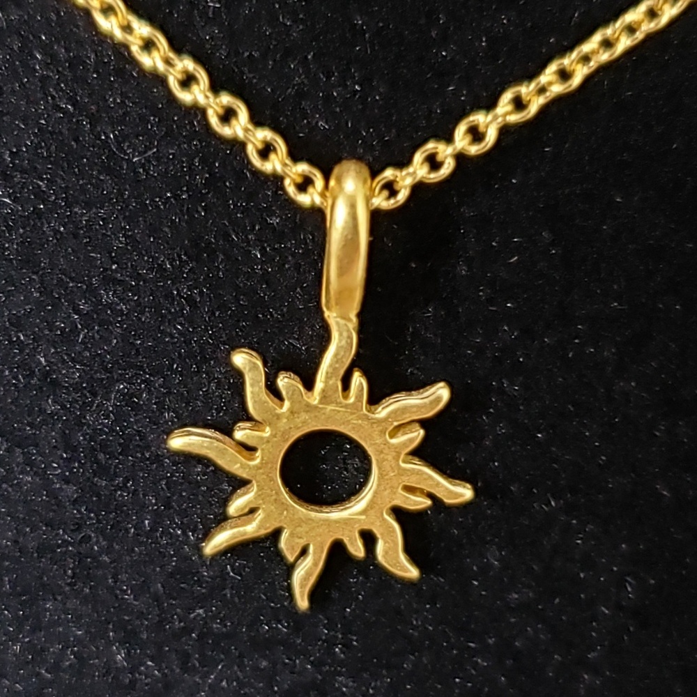 14K Gold Plated over Silver Good Vibes Sun Necklac